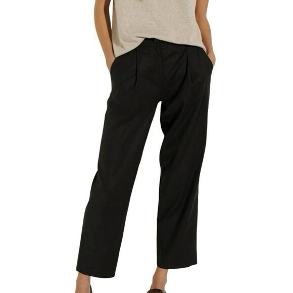 The Reset R Label Slouchy Trouser Pants Womens Large Cropped Black Lyocell - Picture 1 of 10